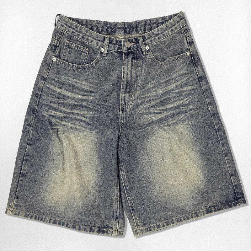 Basic Washing Bermuda Denim Pants - 2COLOR