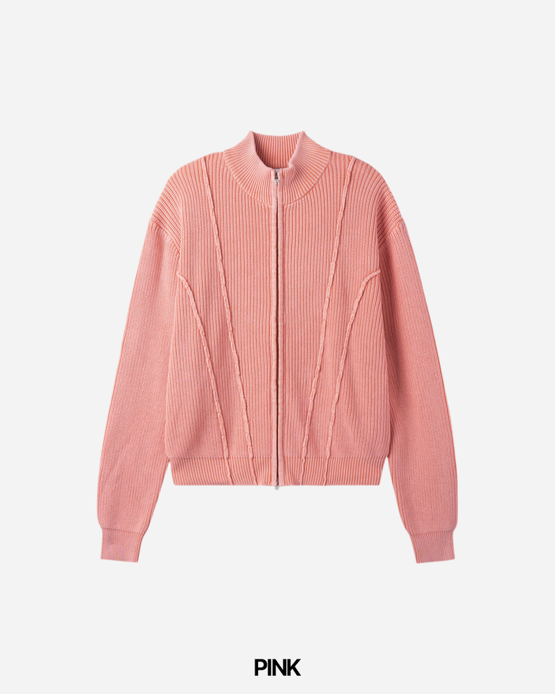 Curve Pigment Knit Zip-Up