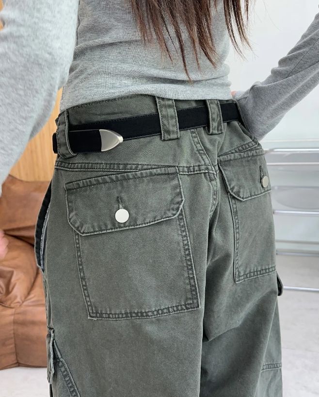 Toen-dyed diagonal cargo pants