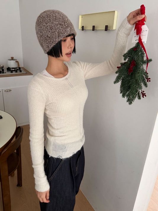 (WOOL) ROUGH DAMAGE KNIT