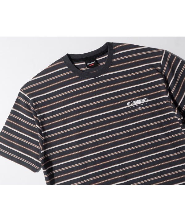 LB ストライプ シンプルロゴ ウォッシュド Tシャツ (Charcoal)