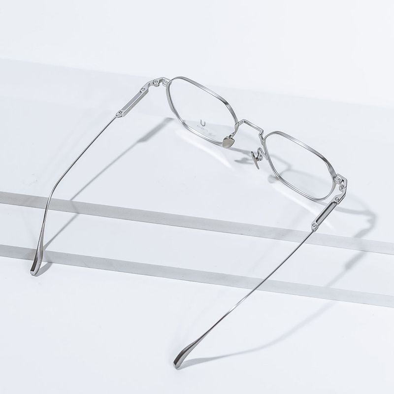 Knouun Square titanium glasses CODE. 102. A Silver