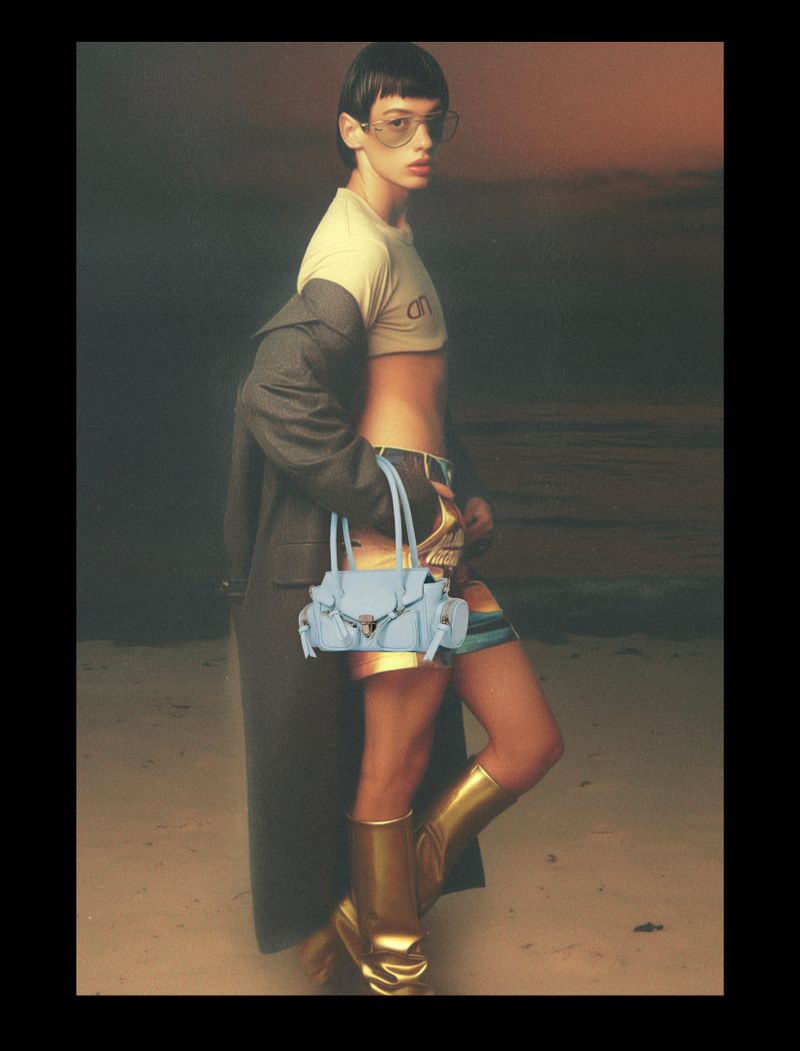 Mini Blue “MALDIVES” Oiled Leather Biker Bag