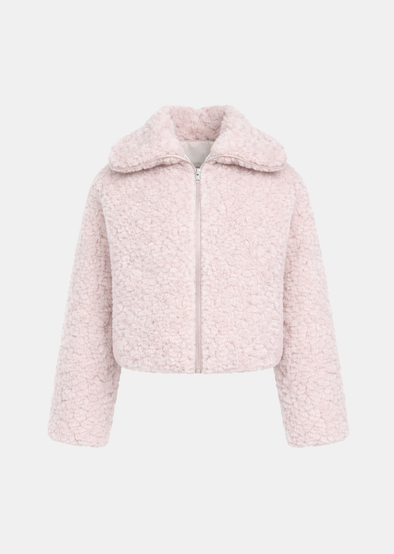 Ruen Bouclé Fur Short Zip-Up Jacket