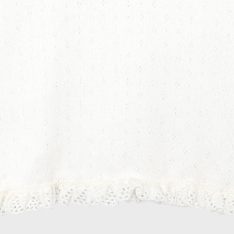 LACE HEM LONG SLEEVE TEE, WHITE
