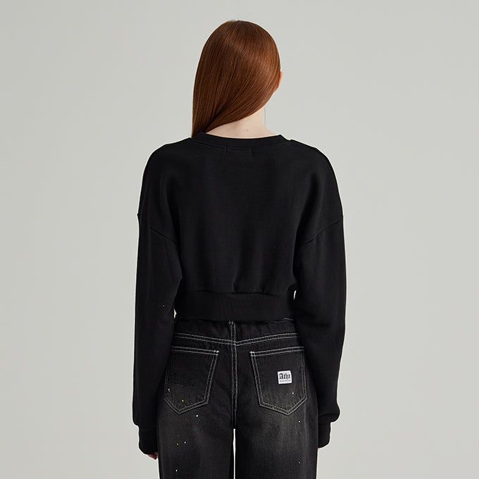 BLACK ATHR CROP SWEATSHIRT