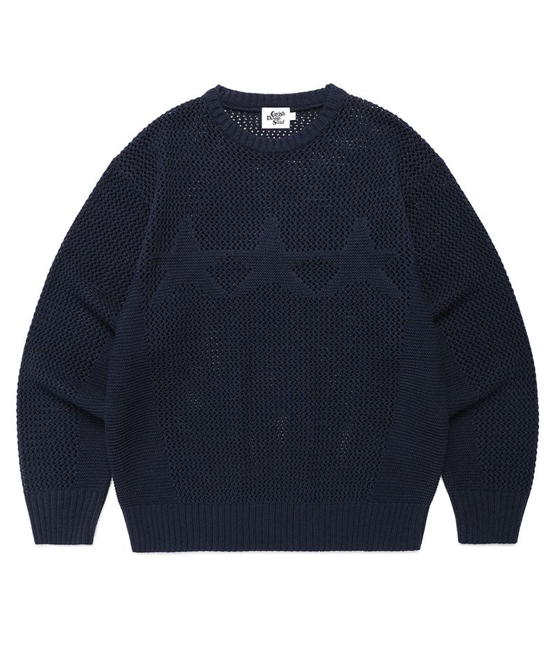cavish（カビシ）の「MESH STAR KNIT SWEATER NAVY(CV2FSUK601A)（Tops）」
