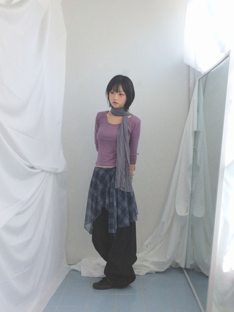 Misty Checkered Layered Skirt