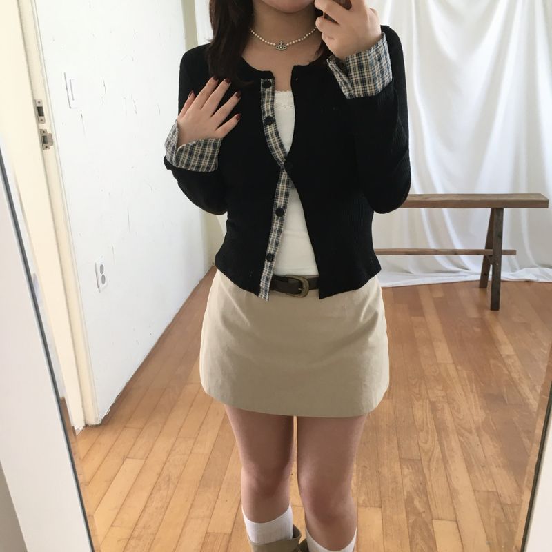 vintage check cardigan