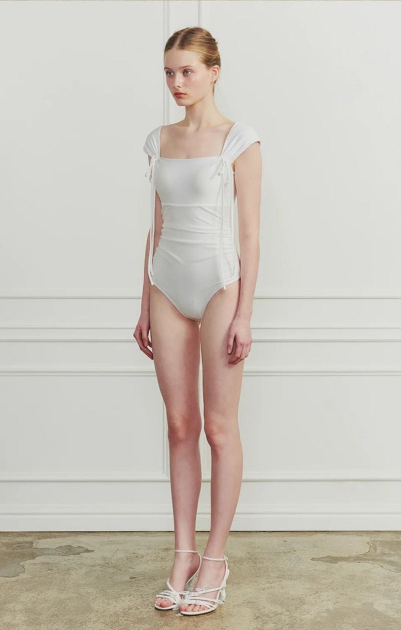 DEW COWL SWIMSUIT white