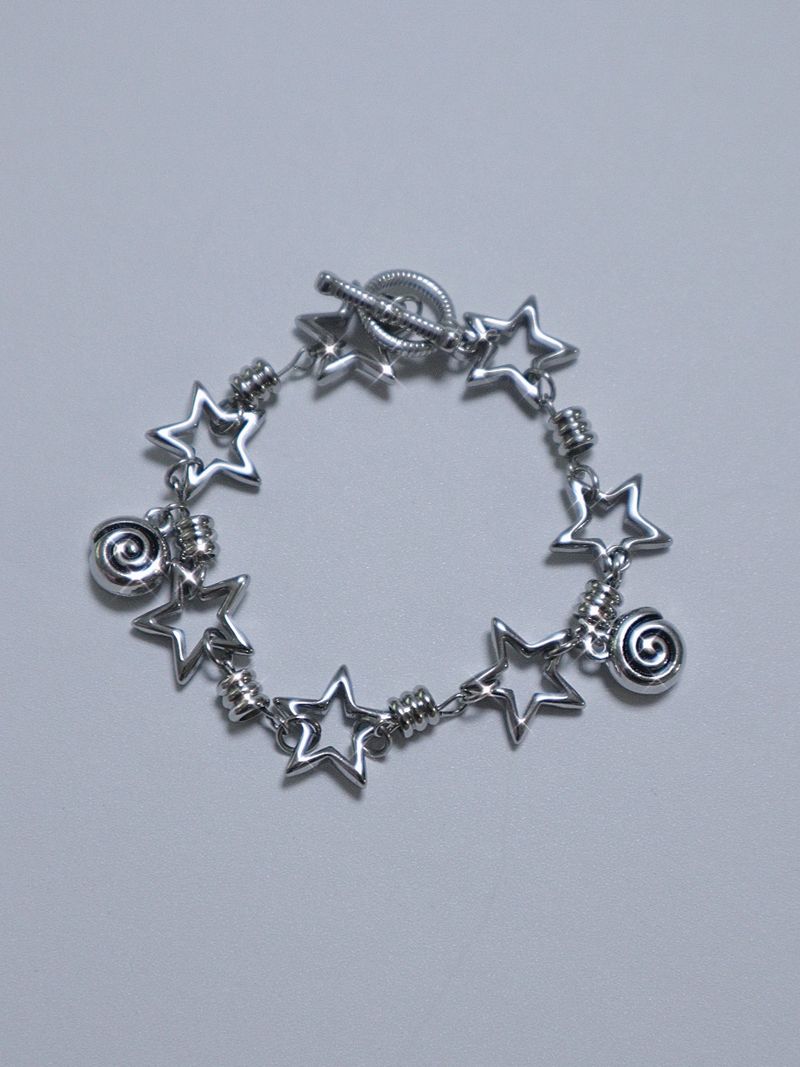 All stainless steel orbit star bracelet