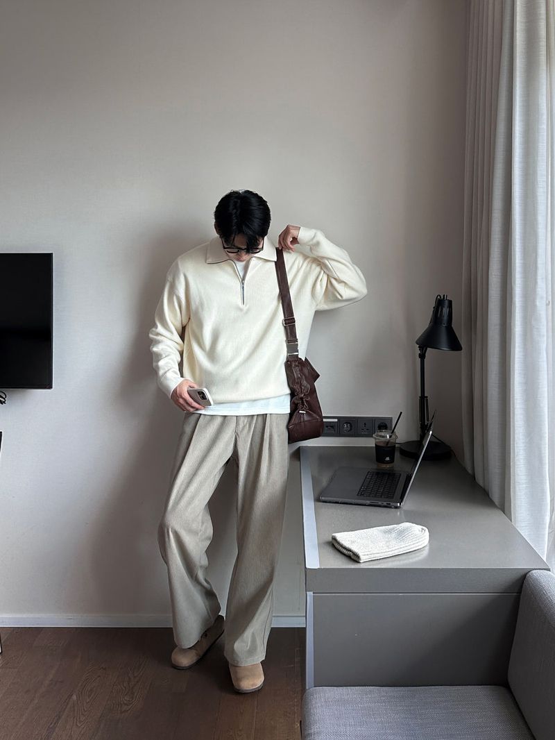 LMN Kubo One Tuck Corduroy Wide Pants (7 colors)