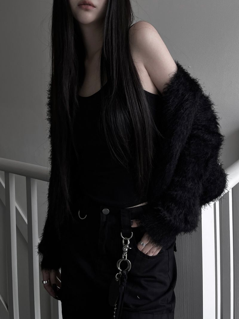 hitch fur crop cardigan (2color)