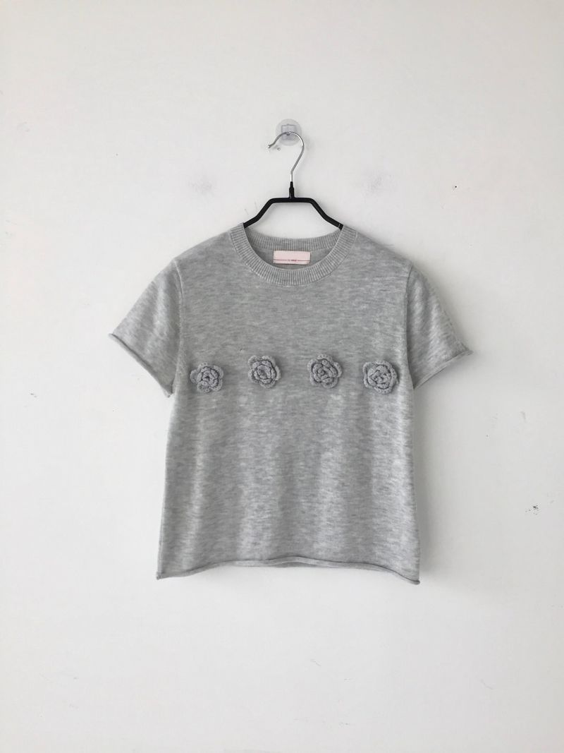 フラワーコサージュハーフニット