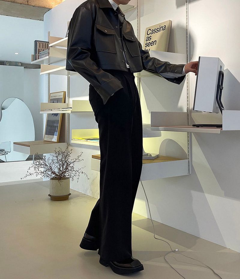 MO French Leather Cropped Jacket (2 colors)