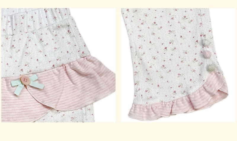 Rose Island フローラル アシンメトリー パッチワーク ヴィンテージ スリムクロップドパンツ
