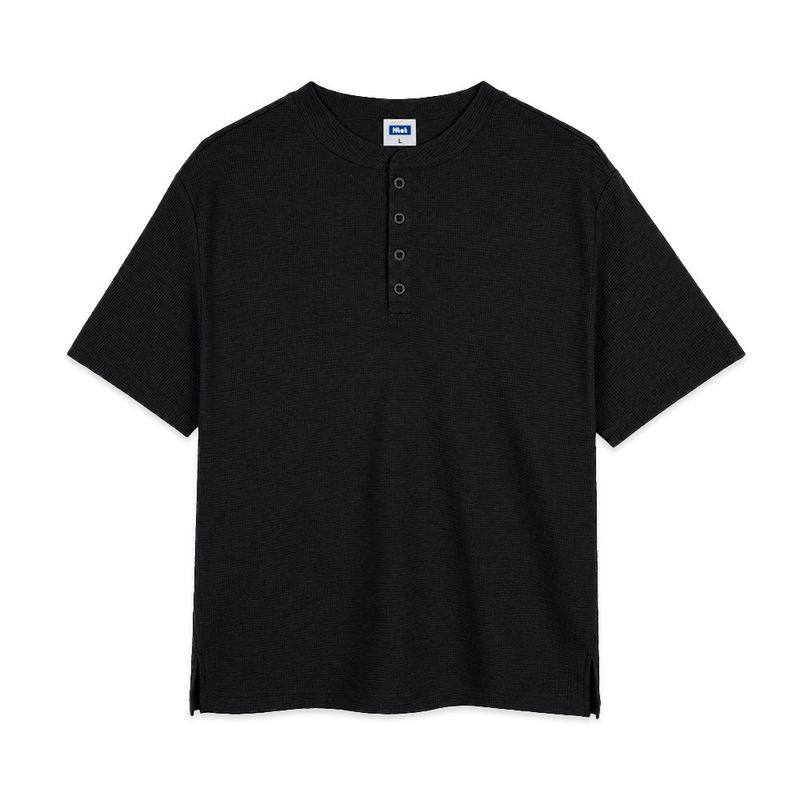 standard waffle henley neck short-sleeve t-shirt (3color)