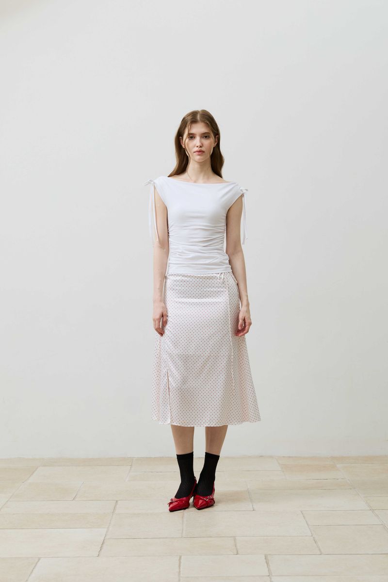 LILY OFF-SHOULDER SHIRRING TOP / WHITE