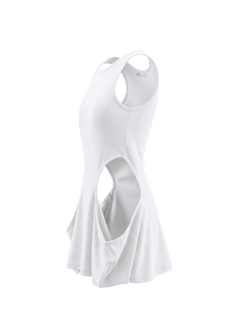  OPEN SLIT SLEEVELESS . WHITE
