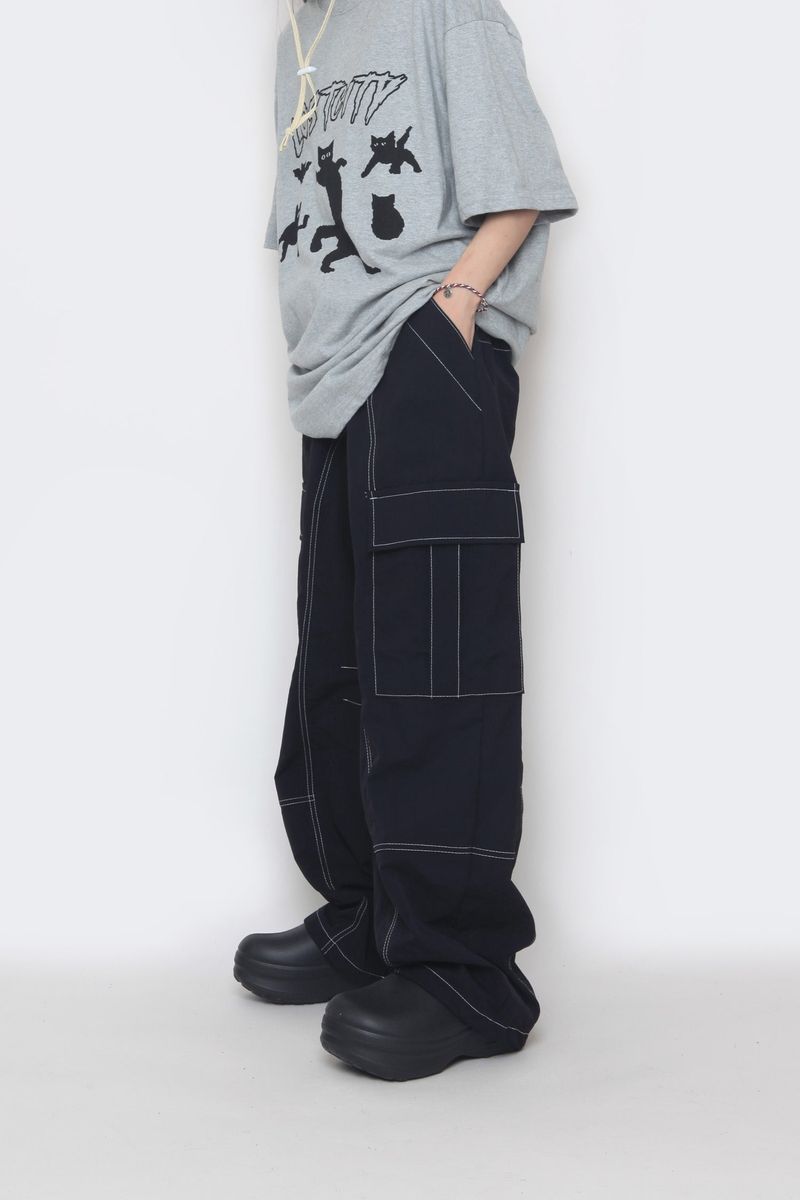 nylon stitch cargo pants
