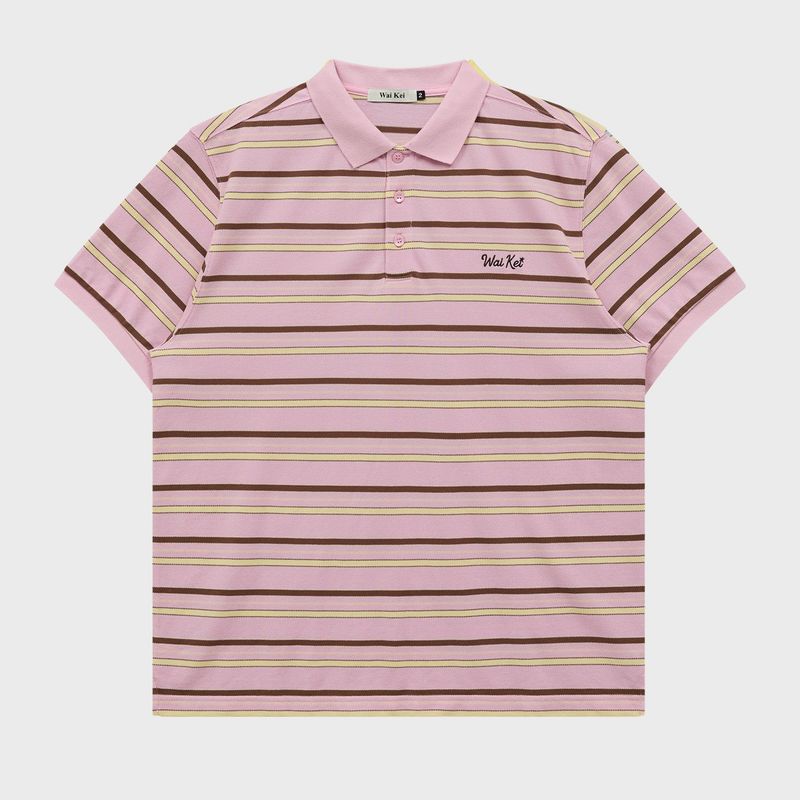 Stripe Logo Pique Half T-shirt