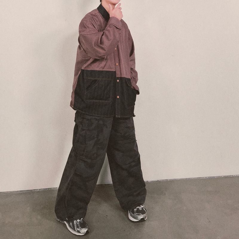 switch panel check shirt_black