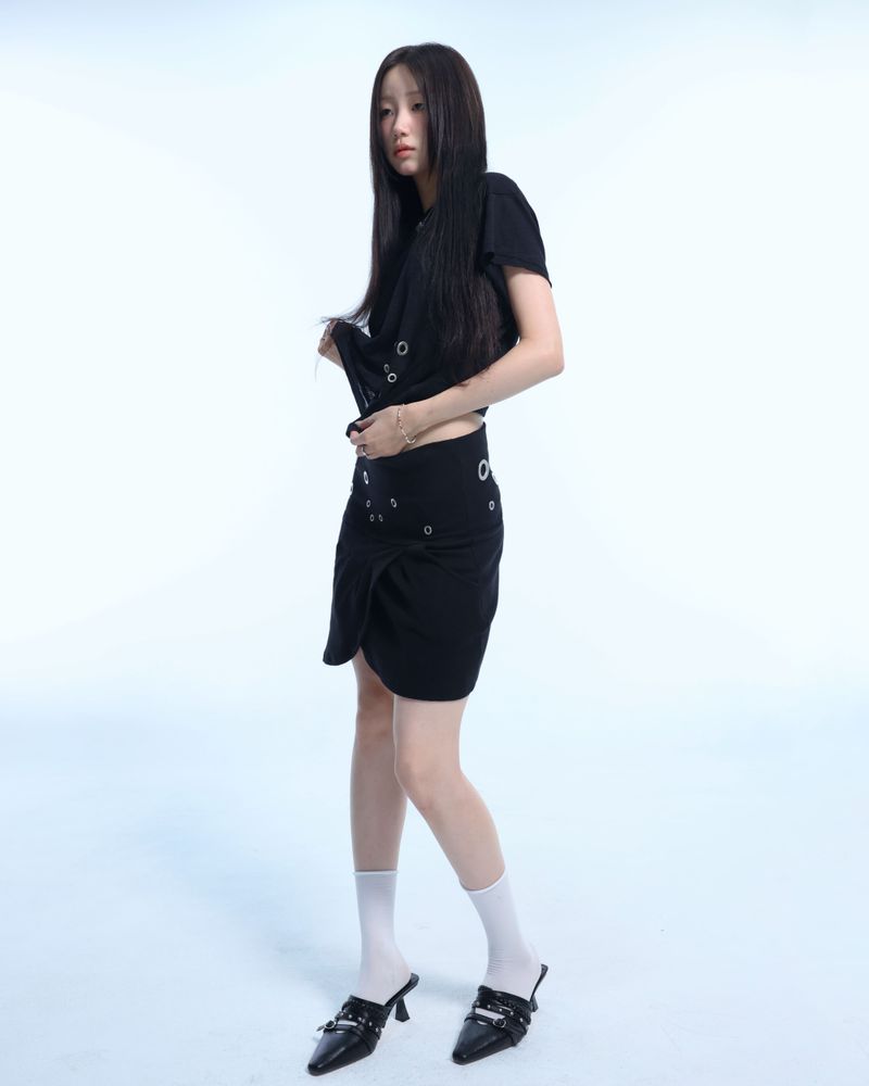Eyelet 2 - Way Wrap Skirt - Black