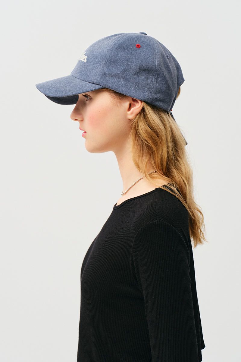UNI WASHING DENIM LOGO CAP [BLUE]