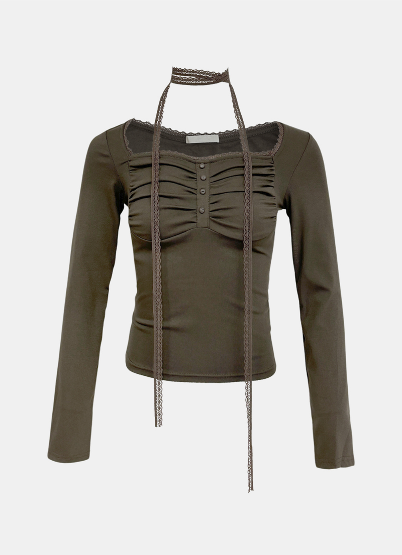 Dore Shirring Lace T-Shirt