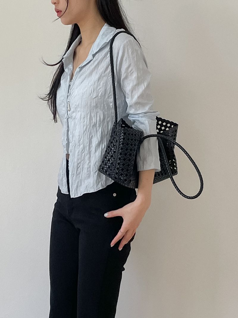 Shining Wrinkle Collar Blouse