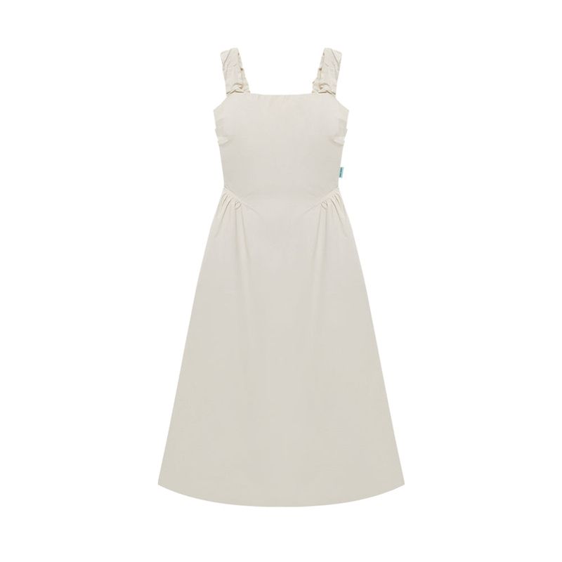 Off-the-shoulder shirred long dress