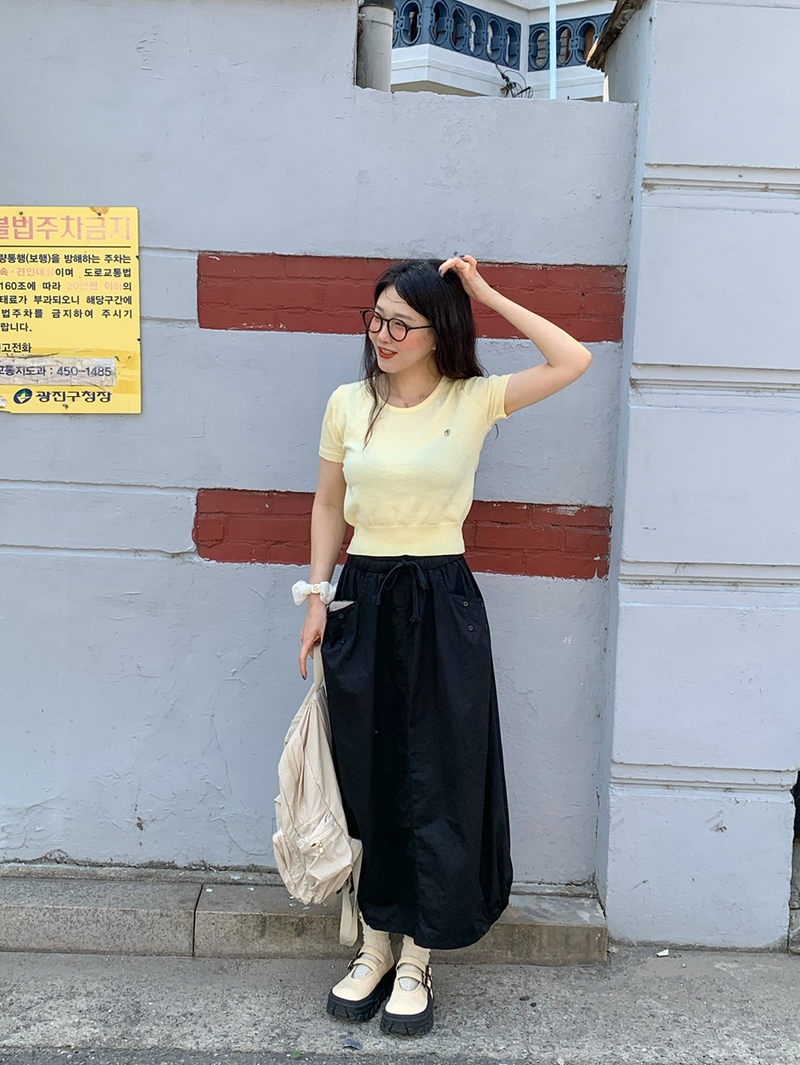 pumpkin balloon pocket long skirt