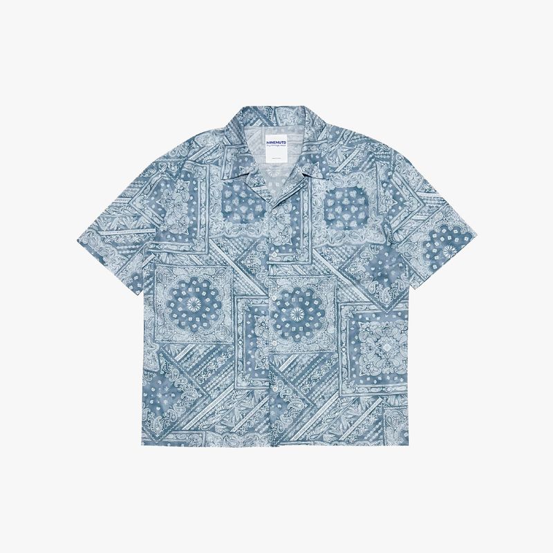 smoke paisley open collar shirt_blue