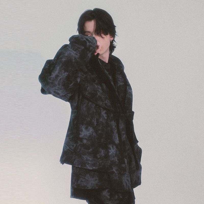 tie-dye crop jacket_black