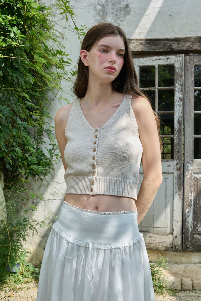 WITHOUTSUMMER(ウィズアウトサマー)の「Nuts sleeveless knit_beige (Tops)」