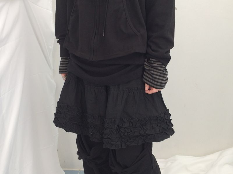 Flower Lace Half-Shirring Hooded Zip-Up