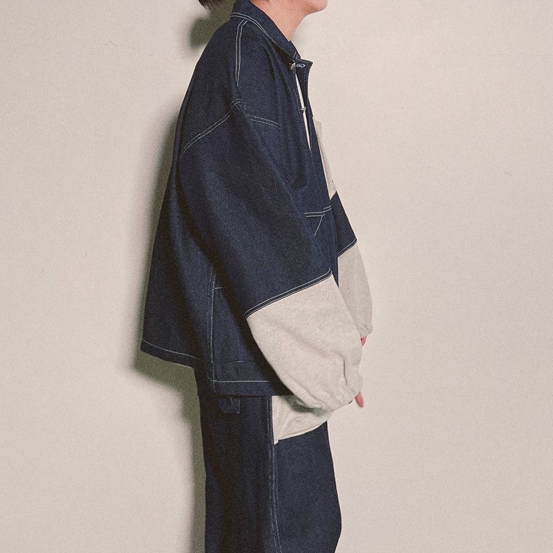 reverse Terry Pocket Denim Jacket_blue