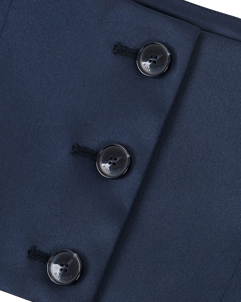 Raw Edge Button Tube Top _ Navy