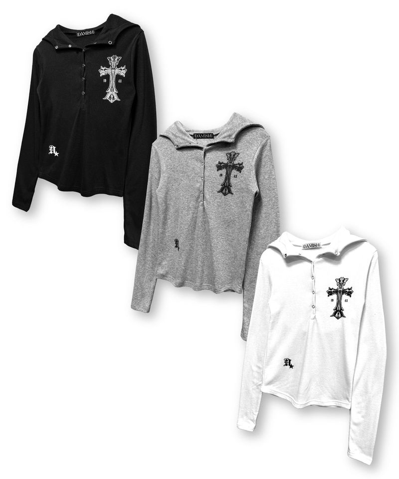 Warm Cross Cozy Snap Hoodie_Ivory