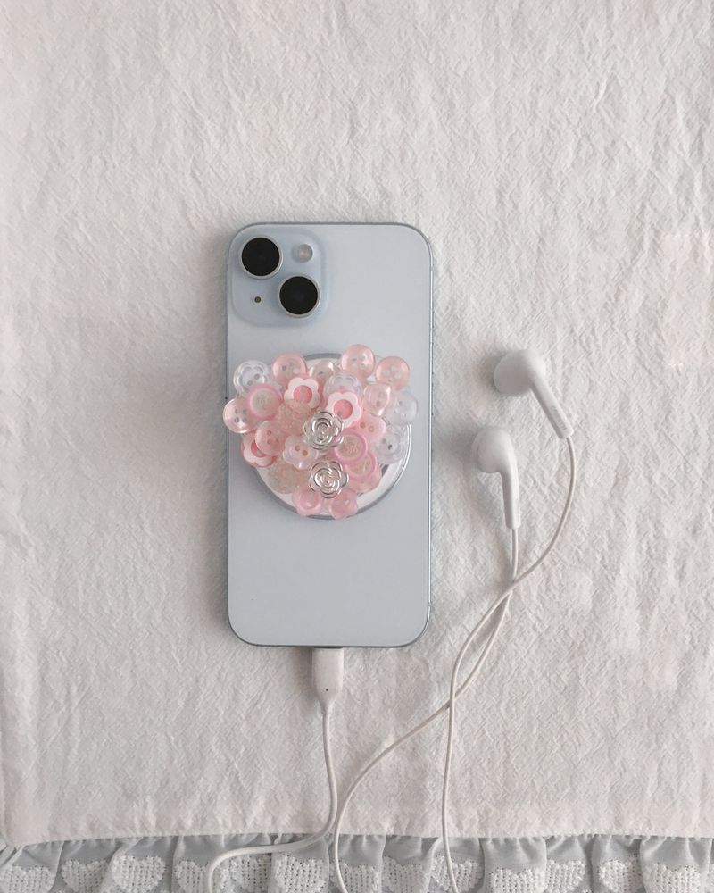 [MAG SAFE] PINK VINTAGE BUTTON HEART TOK