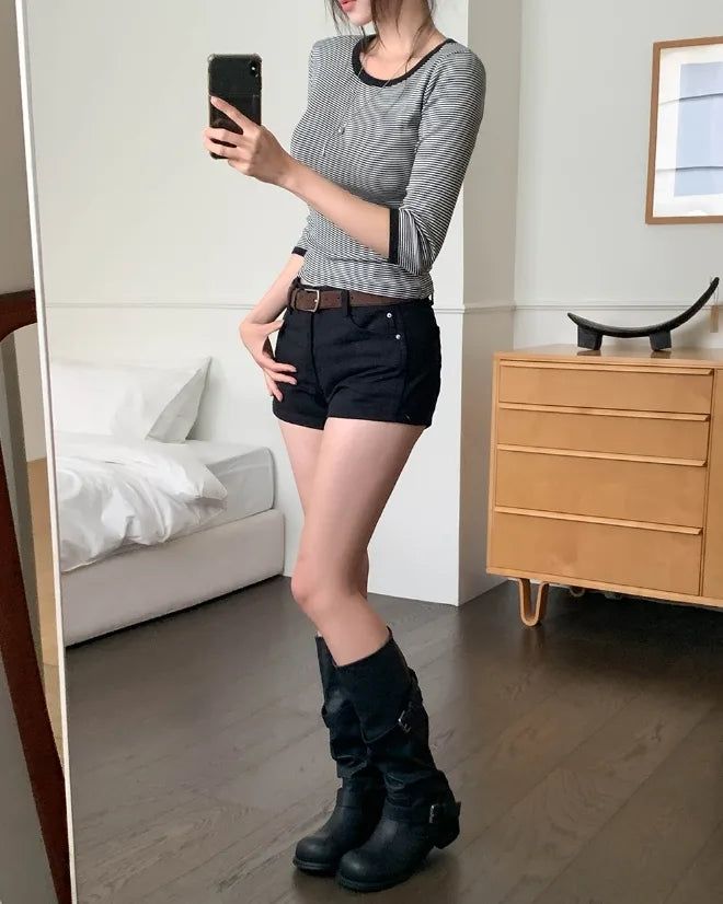 Whip Side Pocket Cotton Shorts
