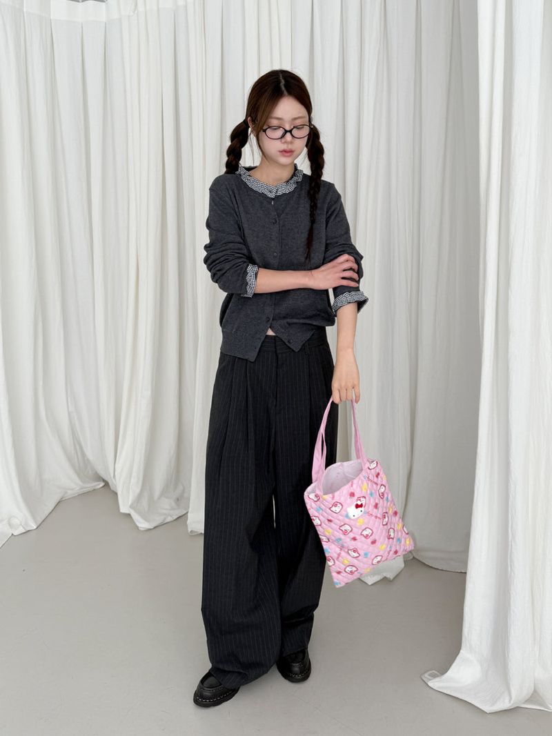 check frill cardigan 