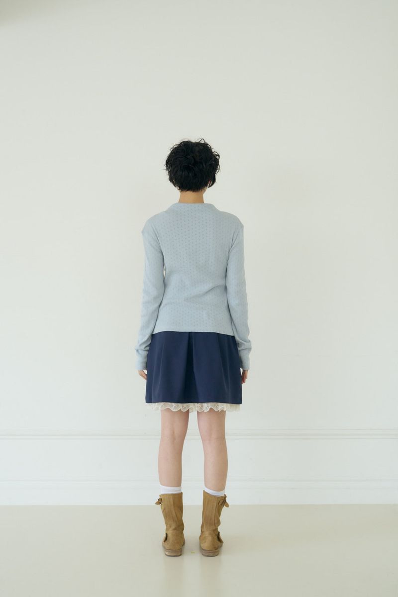 BOW MINI DOT LACE SKIRT (NAVY)