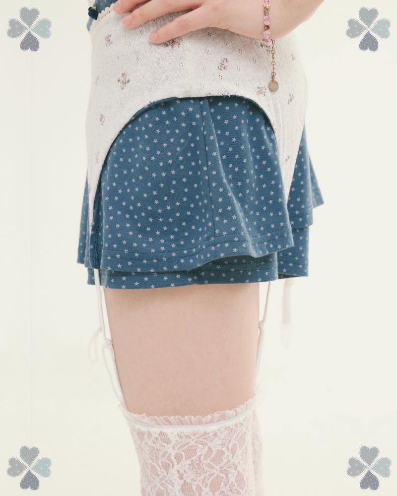 reversible garter belt star flower navy