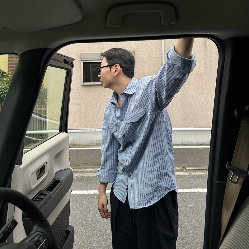 haprio（ハプリオ）の「ピークストライプシャツ（トップス）」