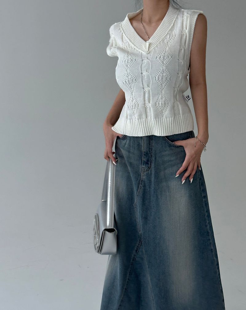 Denim Maxi Long Skirt