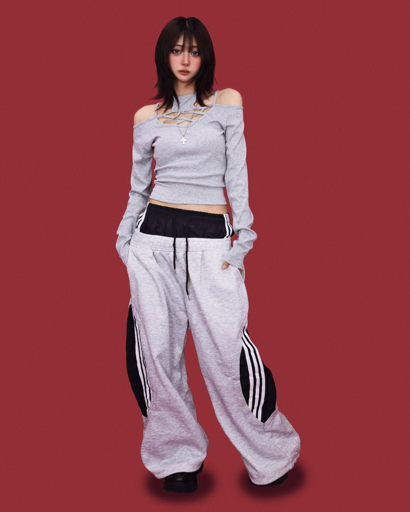 layer sagging trek wide pants (2color)