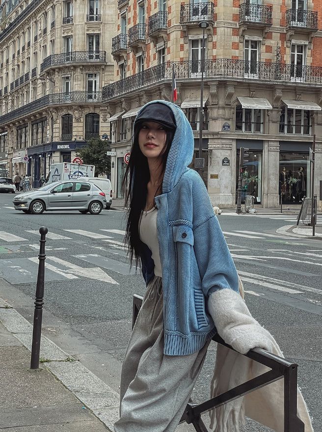 Demon Washing Knit Hood Jacket