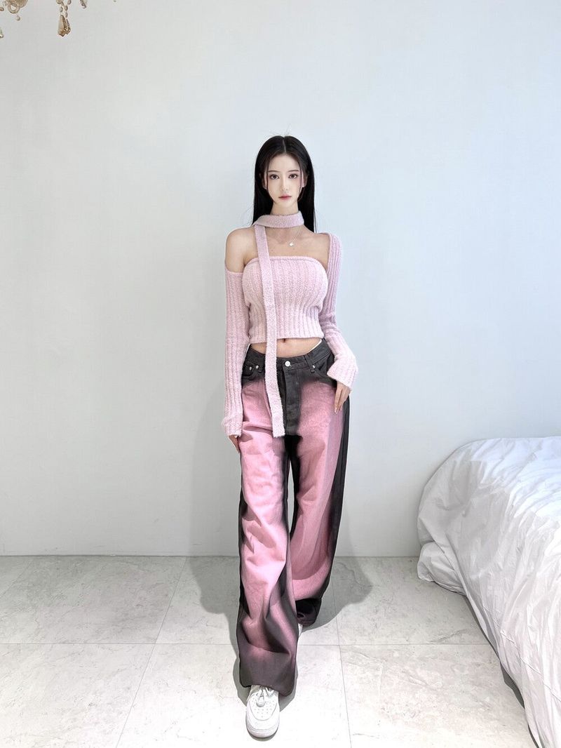 1079. Pink washing denim wide pt