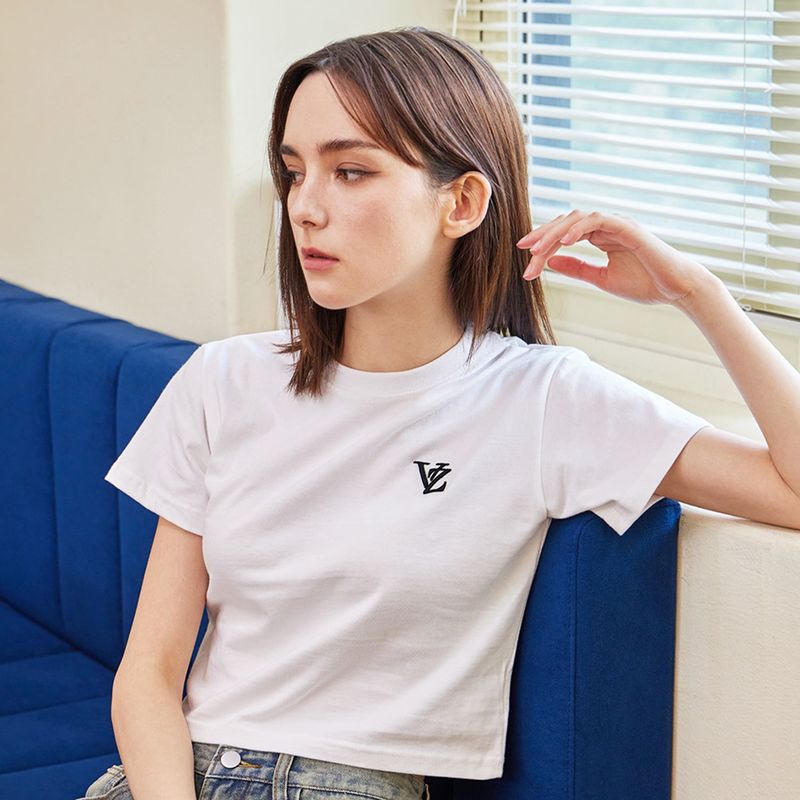 VZ 3D Logo Crop T-Shirts / White